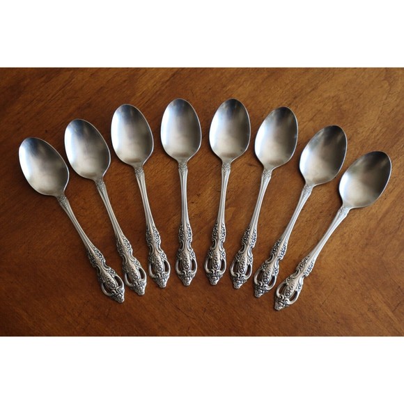 Lot 8x Oneida RENOIR Pembrooke Stainless SSS Pierced Soup Table Spoon 6.75" - Picture 6 of 10